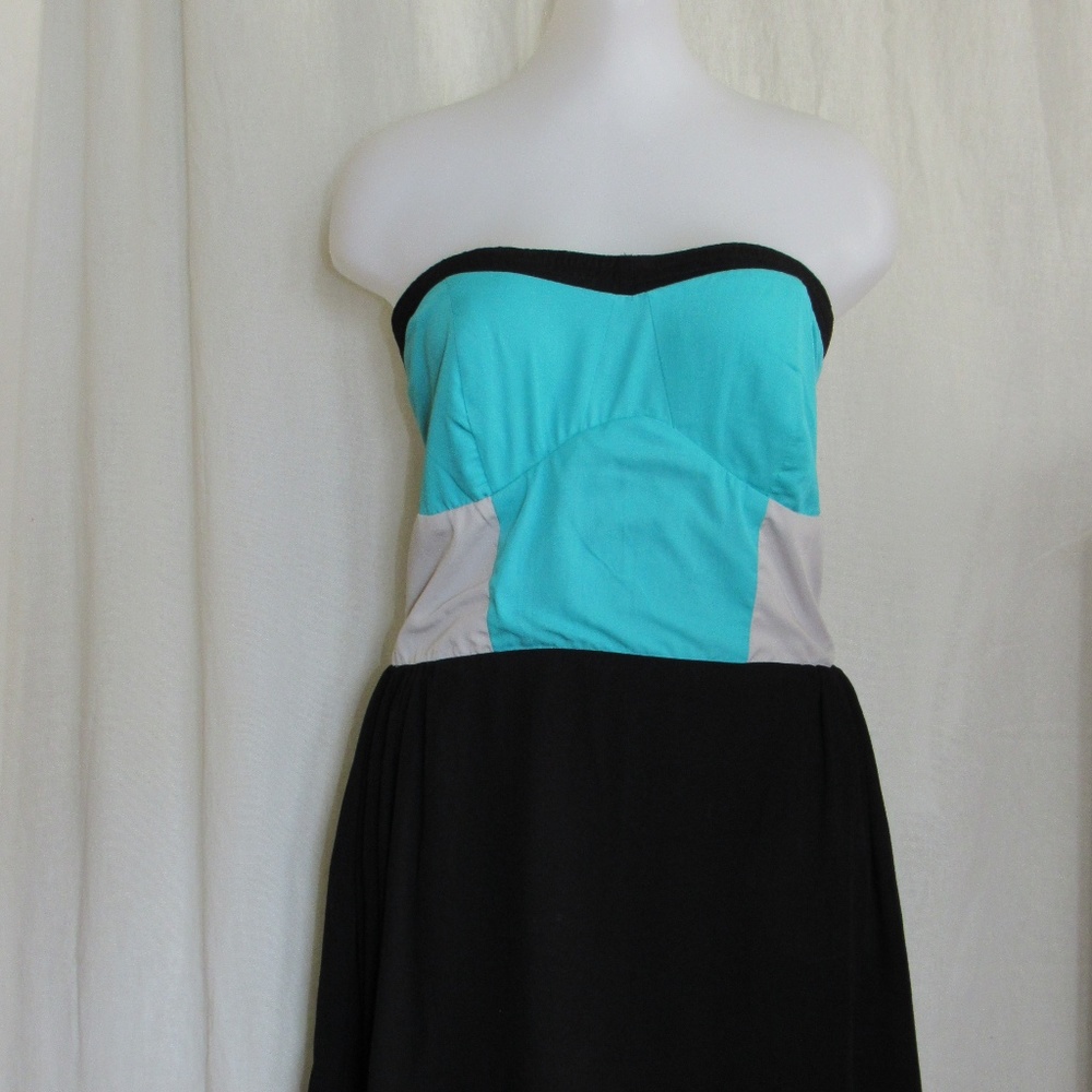 Rue 21 Dress Large Turquoise Gray Black Strapless